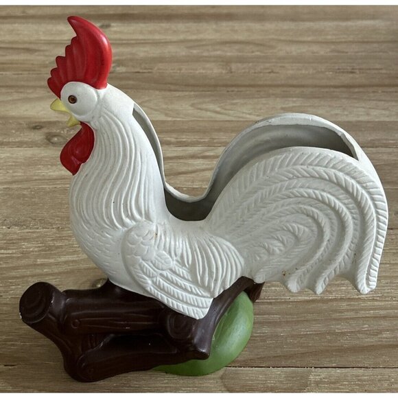Vintage Ceramic Rooster Table Napkin Holder Centerpiece Mid Century Country - Picture 3 of 7